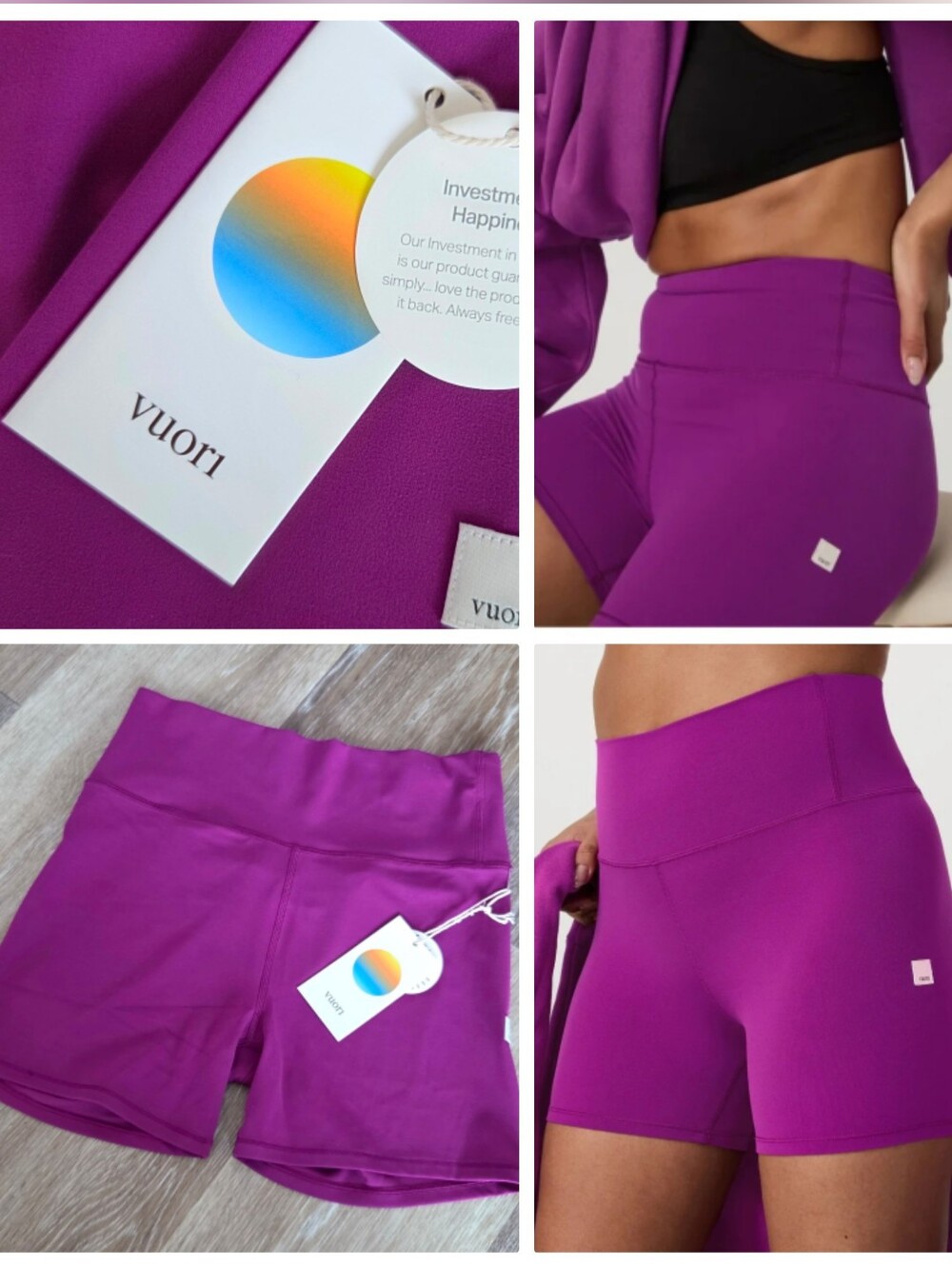 Vuori AllTheForm High-Rise Performance Bike Shorts Magenta NWT Athletic HTF